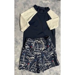 Janie & Jack Toddler Boy Sailboat Swim Trunks & Rashguard, Size 18-24 months